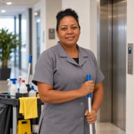 Colaboradora de higienização do Grupo Palatino